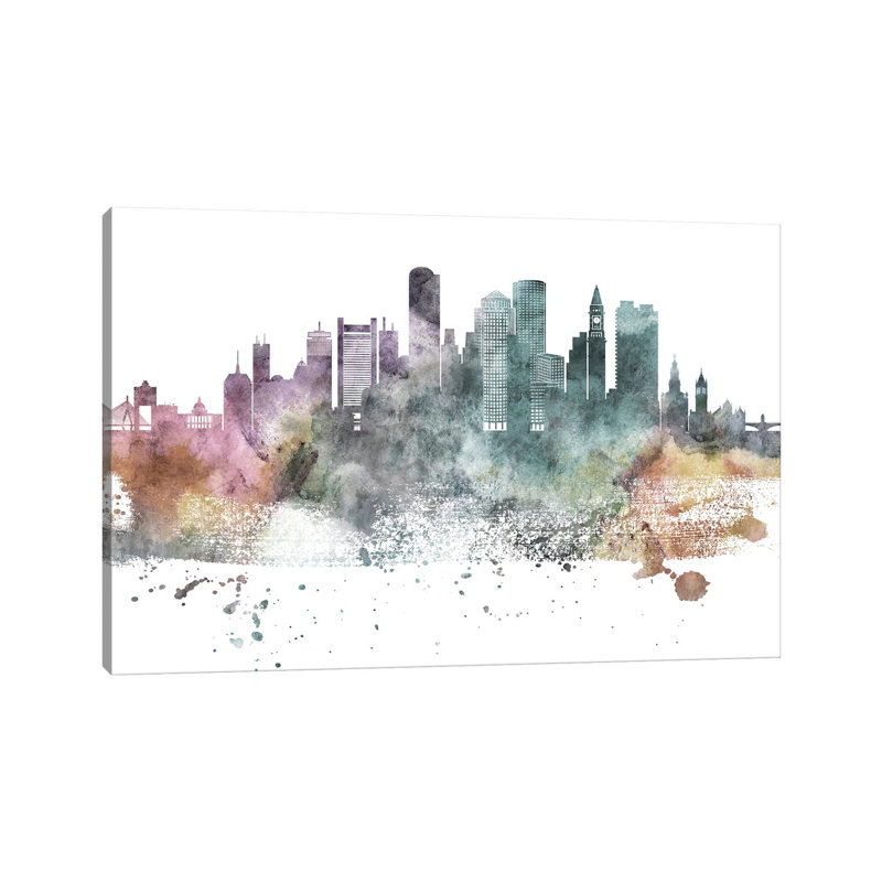 Boston Pastel Skylines - Wrapped Canvas Print, 66.04cm H x 101.6cm W
