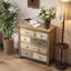 Commode d'appoint rétro en bois avec 6 tiroirs, commode de rangement rustique multicolore sculptée pour chambre à coucher, salon, décor de style campagnard (L 25,59 po x l 12,6 po x H 33,07 po)