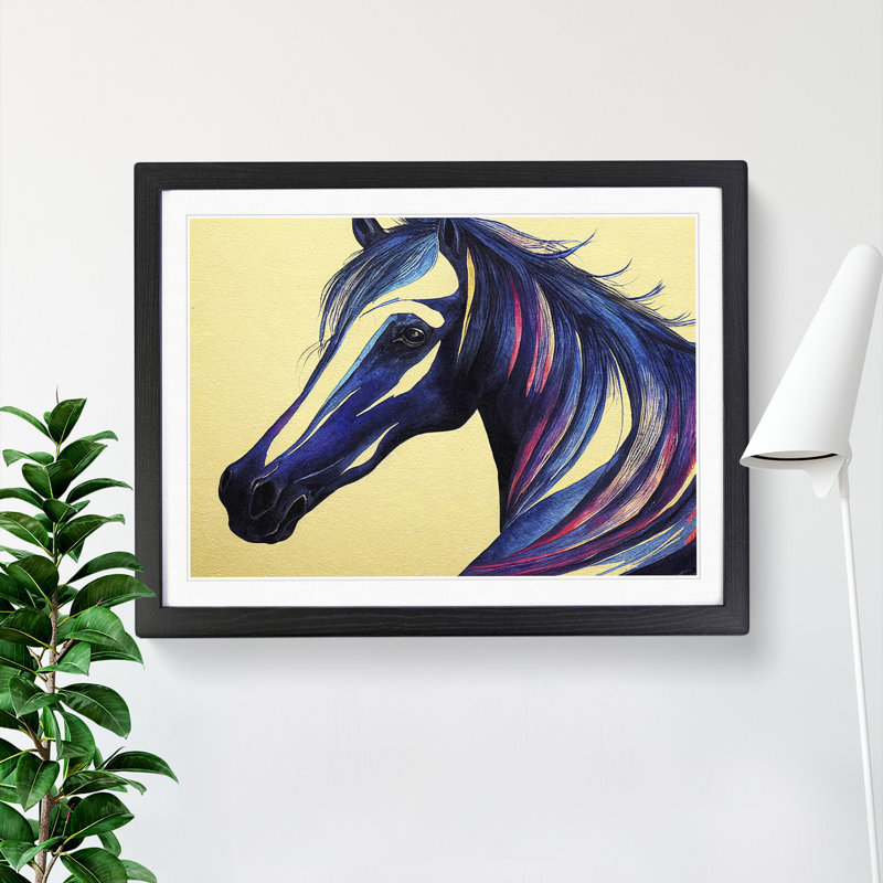 Horse Vol.2 Abstract - Single Picture Frame Painting, Black, 46cm H x 64cm W x 2cm D