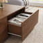 Table basse 33,25 "carrée avec 4 tiroirs - Rangement moderne noyer-1834325701