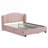 Blush Pink Linen Upholstered Platform Bed, Queen Size with Trundle and Storage Drawers for Guest Bedroom, Elegant Wingback Style