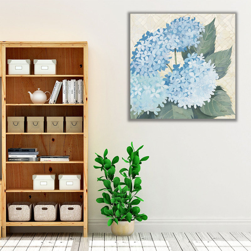 Hydrangées décoratives II - reproduction d'art sur toile, H 16 po x l 16 po