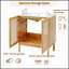 Meuble-lavabo de 30 po en bambou naturel avec portes en rotin faites à la main et mécanismes de fermeture en douceur pour un rangement élégant