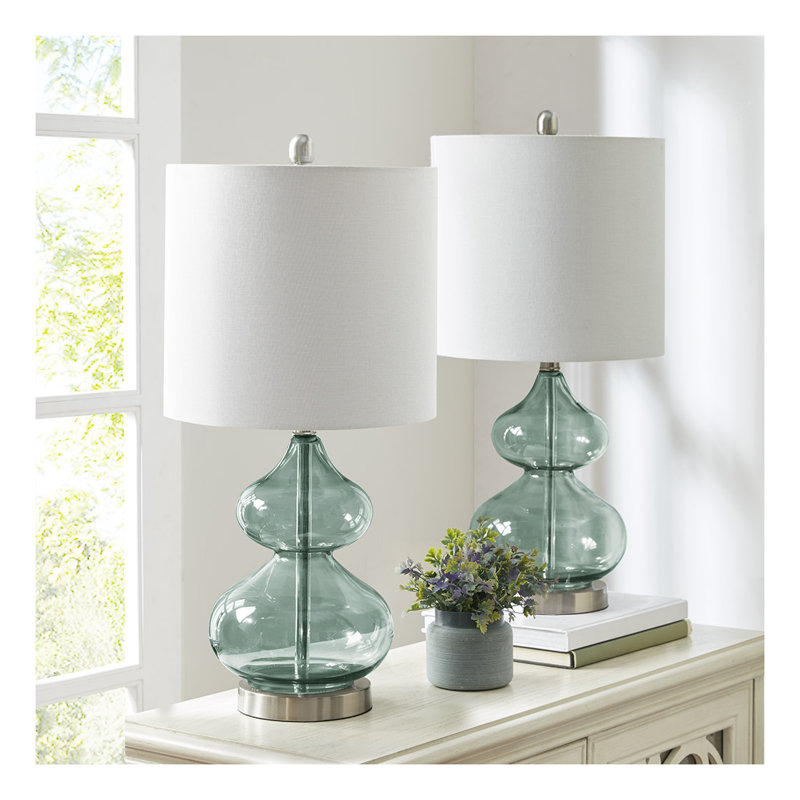 Ensemble de 2 lampes de table Ellipse, Bleu / Argent
