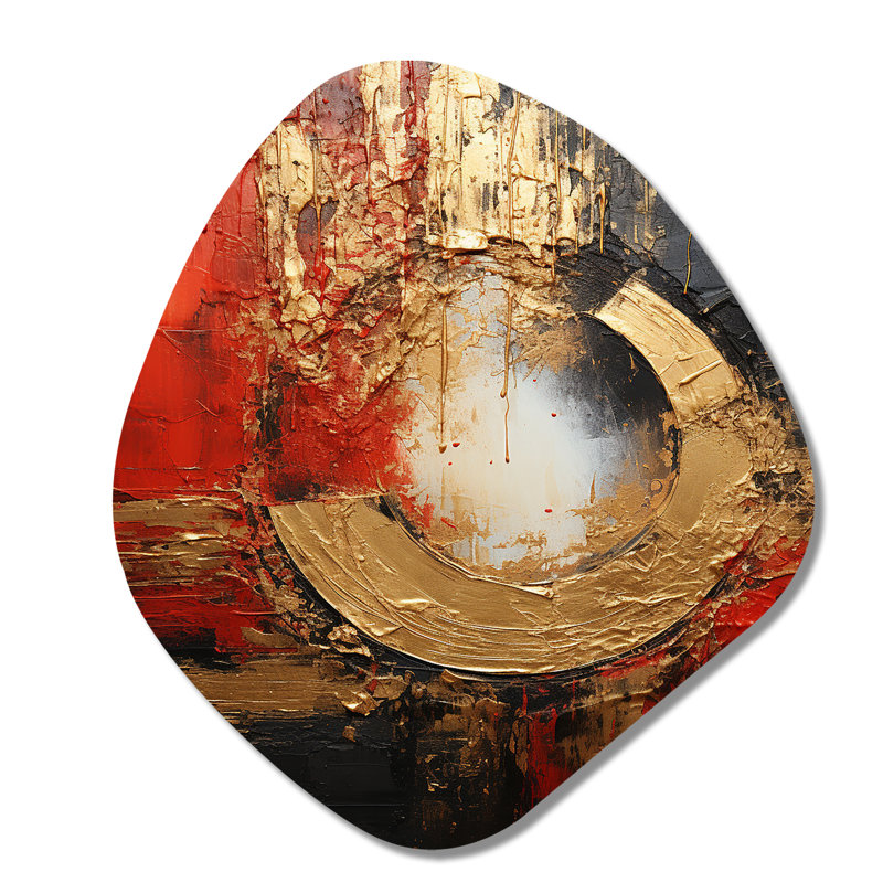 «Elkins - Abstract Spirals», art mural asymétrique en métal, forme irrégulière dorée, H 28 po x l 25 po