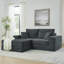 Canapé modulaire en nuage modulaire, canapé rembourré en L moderne avec repose-pieds amovible, canapé-lit à siège profond avec coussins décoratifs pour salon, appartement, petit espace, gris-1444625869