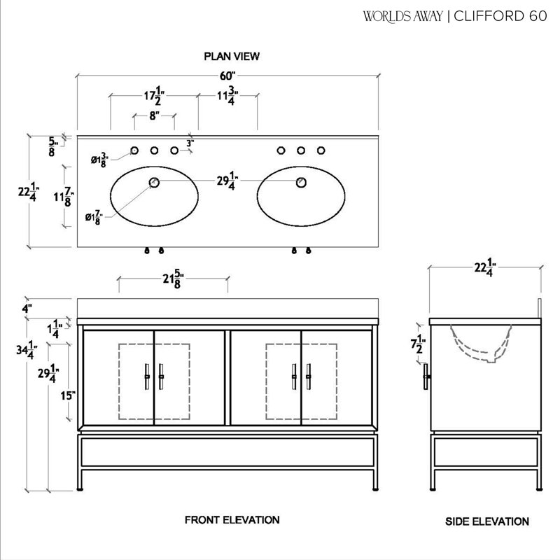 Clifford 60'' W Double Vanity