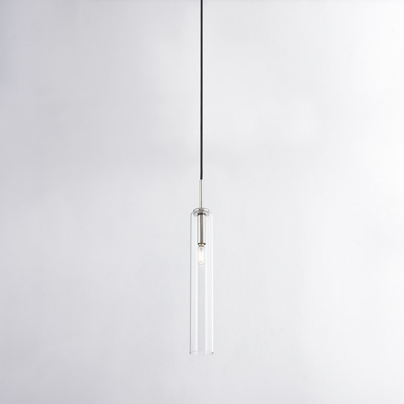 Luminaire suspendu 1 lumière Nyah, Nickel poli, H 22,25 po x l 3 po x P 3 po