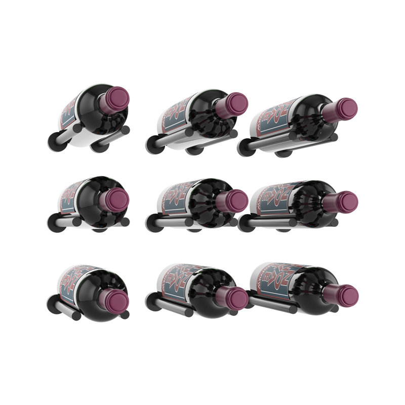 Islais Wall Mounted Wine Bottle Rack, Matte Black