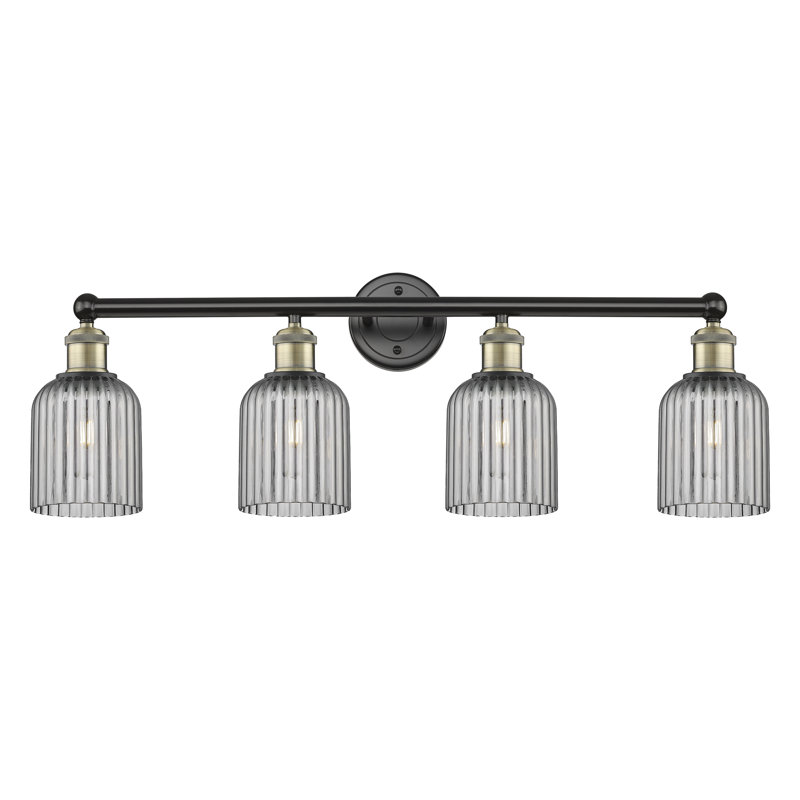 Fiennes 4 - Light Dimmable Vanity Light, Black Antique Brass, Smoke Gray