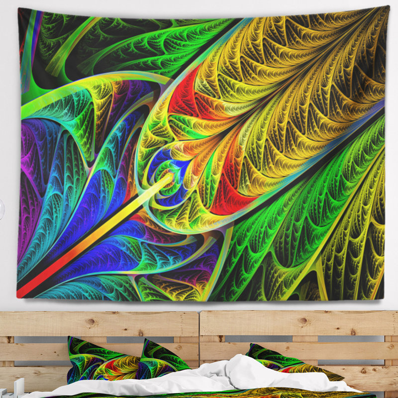 Tapisserie en verre coloré abstrait avec des motifs lumineux, H 50 po x l 60 po