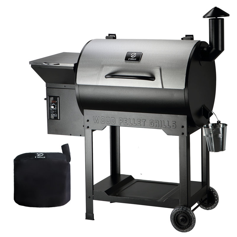 Z GRILLS Classic ZPG-7002B3E avec 697 pouces carrés , Contrôle automatique de la température avec gril à granules et fumoir 8-en-1 avec couvercle pour la cuisson en plein air, argent