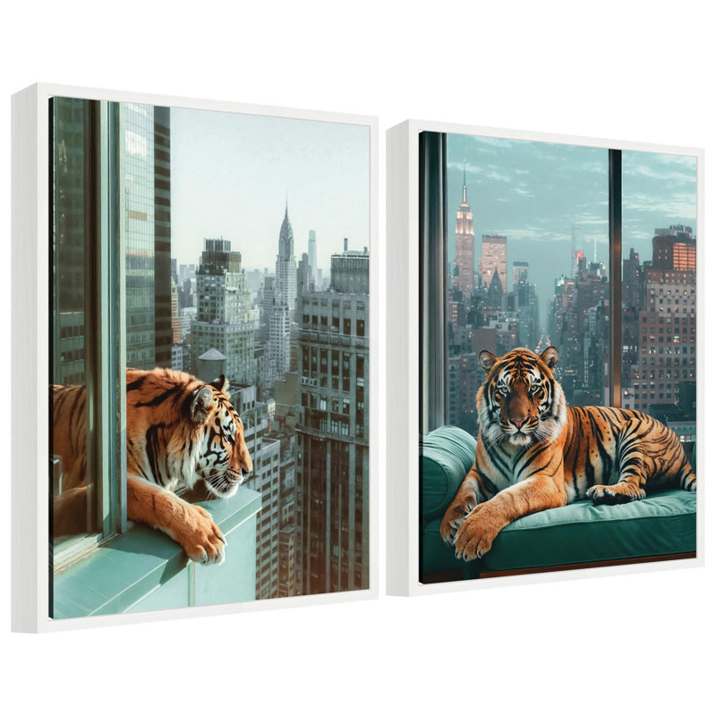 Urban Tigers in New York, ensemble d'art mural sur toile par Michael Schauer