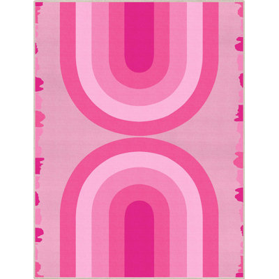 Shanea Rainbow Pink Modern Geometric Flat-Weave Rug