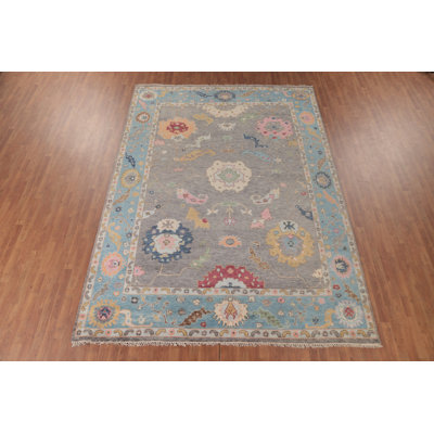 Tapis oriental fait à la main gris Oushak 9 x 12