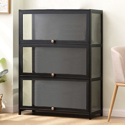 3Tier Black Acrylic Figurine Model Display Case for Collectibles Toy Display Cabinet