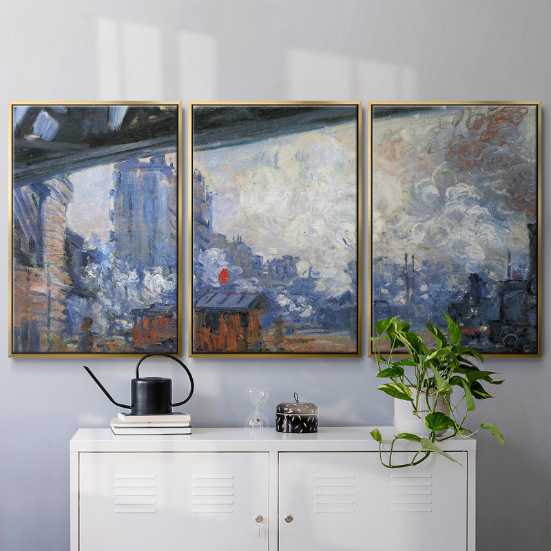 " The Gare Saint " 3 - Pieces, 36" H x 75" W x 2" D, Gold  