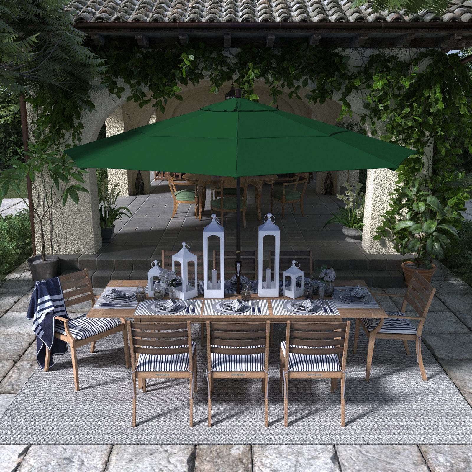 132'' Outdoor Umbrella, Hunter Green Performance