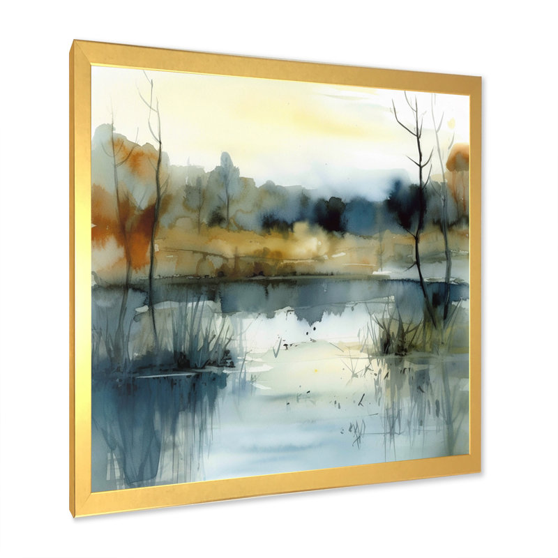 Illustration de paysage de lac d'été VI - impressions encadrées de lac, H 16 po x l 16 po x P 1 po