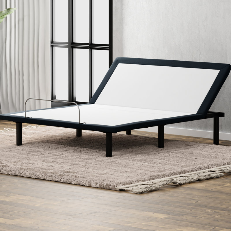 Head-Up Adjustable Base For Queen Size Bed In Grey - Metal Frame Comfort And Joint Support With Feature Grey, Wired Remote Easing Discomfort, Enhance Positioning