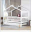 Lit cabane en bois deux places avec lit gigogne, design créatif et fonctionnel pour les chambres d'enfants, idéal pour les jeux d'imagination et un sommeil confortable-898074652-898074655