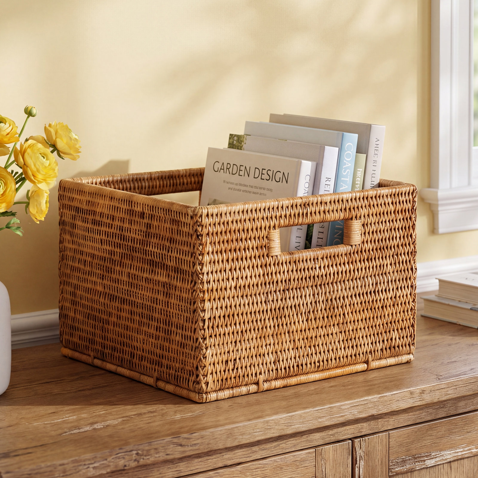Coastal Basket With Handles 1, Honey Brown