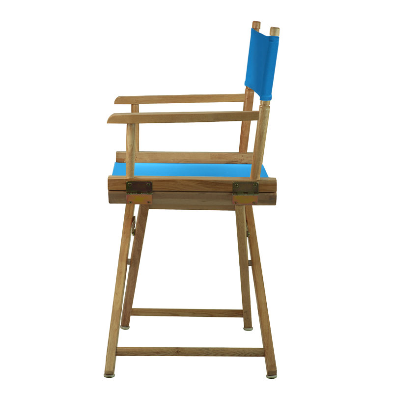 Chaise de réalisateur pliante 18 po, Naturel, Turquoise