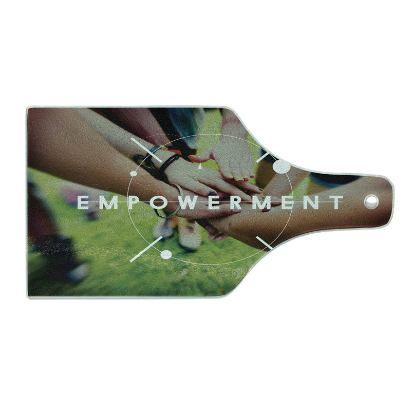 Ambesonne Empower Tempered Glass Cutting Board Progress and Collaboration Multicolor