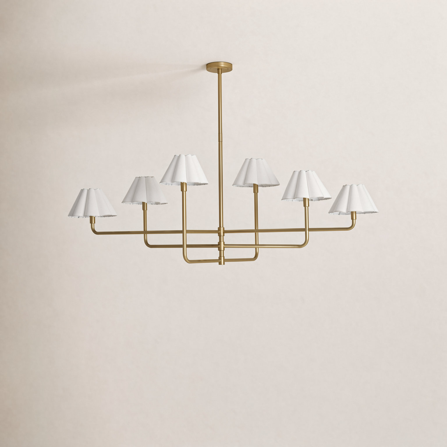 Polly 6-Light Chandelier, Natural Brass, White