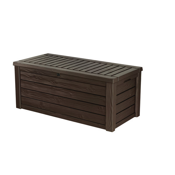 Keter Denali 200 Gallon Resin Large Deck Box for Patio Furniture Cushion  Storage, Grey/Black