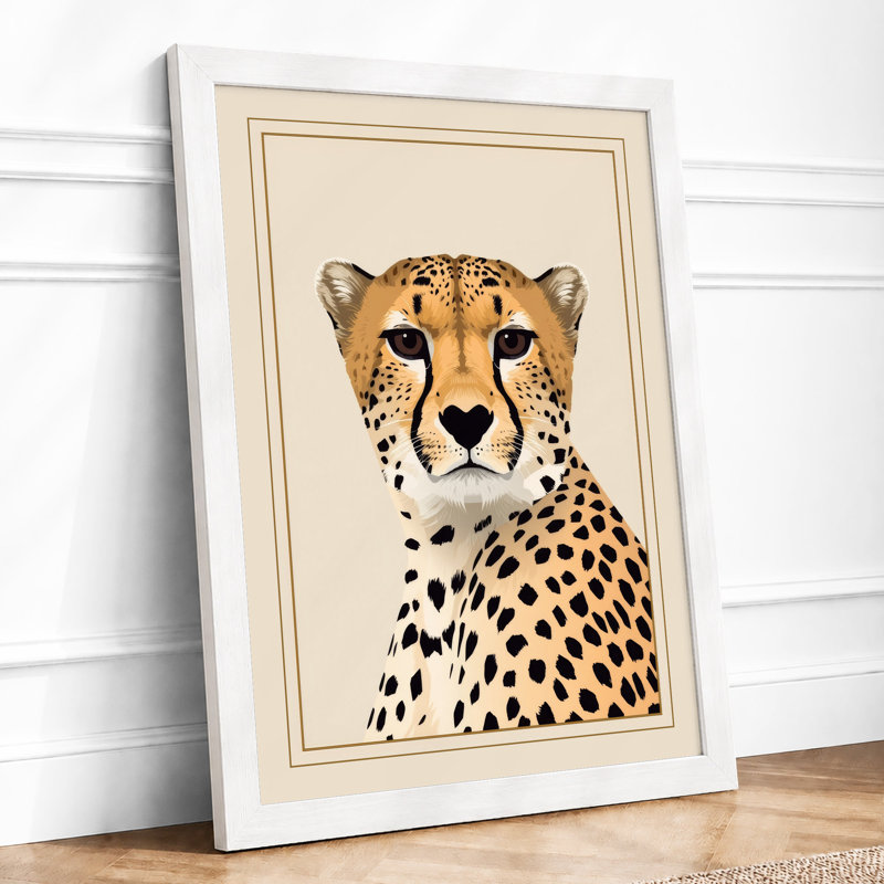 Cheetah's Gaze Modern - Framed Print, A2 - 59.4 x 42.0 cm, White