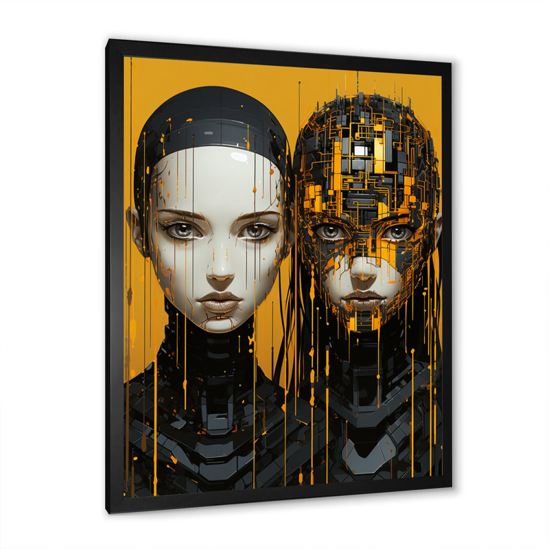 " Android Evolution ", Black Single Picture Framed, 32'' H x 16'' W x 1" D