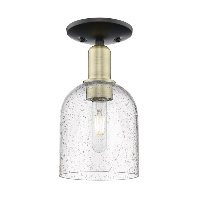 Arcadia - Bella - 1 Light 6" Semi-Flush Mount - Black Antique Brass Finish - Seedy Shade, Seedy, Black Antique Brass