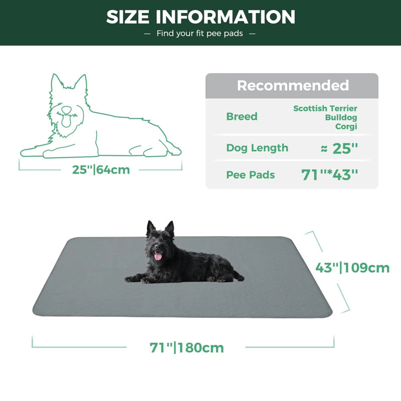 Protège-peluche lavable pour chiens, coussins de chiots avec super absorbant, spécialement conçu pour le parc pour animaux de compagnie à 6 panneaux Rollick / Homeplus de 32 pouces de FoxW, gris, rectangle de 43 po x 71 po, paquet de 1
