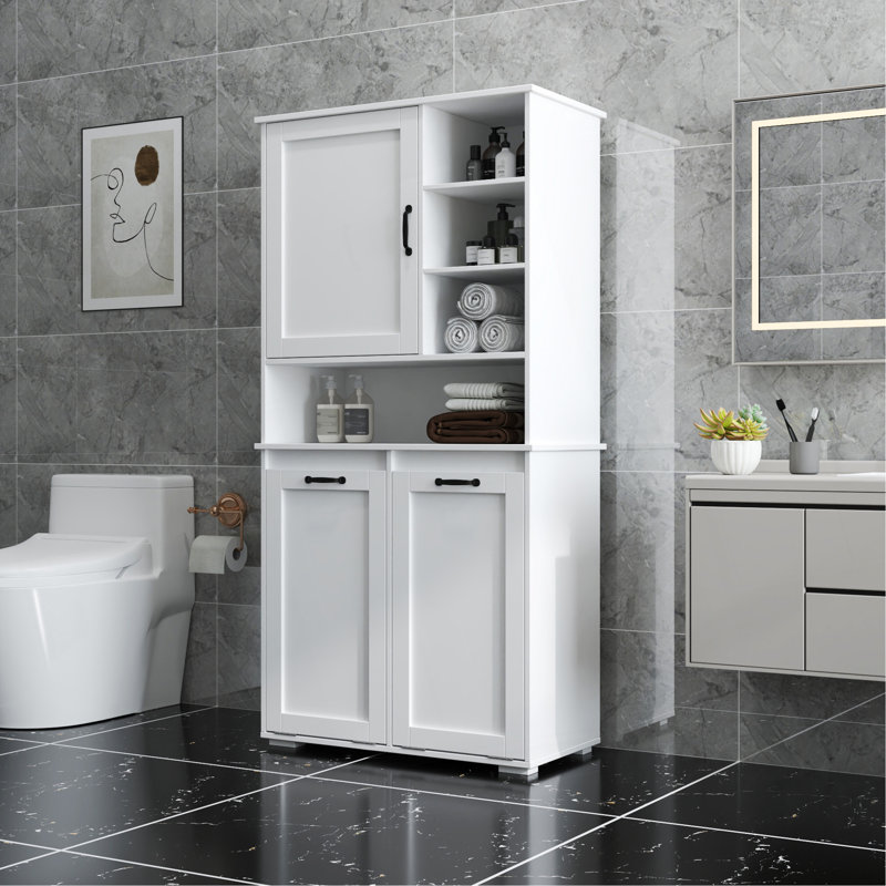 Armoire à linge autoportante polyvalente avec plusieurs options de rangement