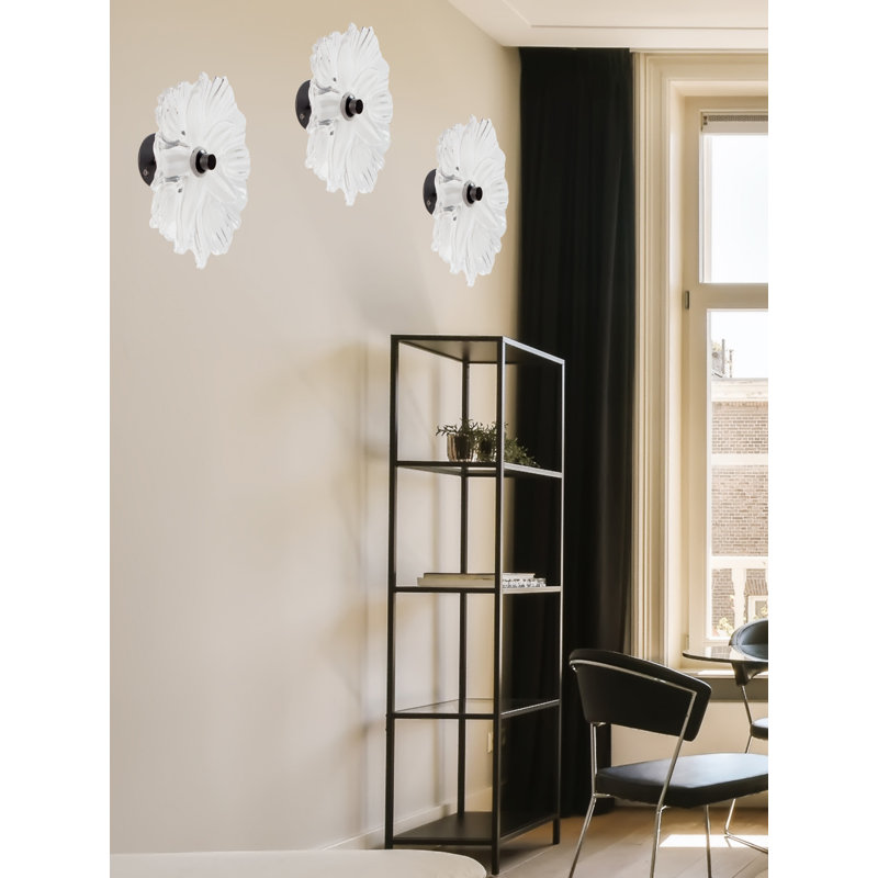Décoration murale en verre soufflé à la main, givré blanc, diamètre de 10 pouces