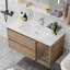 Meuble-lavabo simple 35,8 po avec comptoir en céramique blanche, meubles-lavabos flottants et bois massif, sans assemblage
