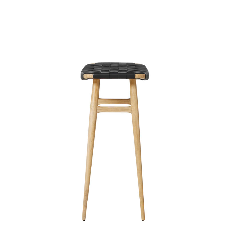 Freja Stool, Natural Oak, Saddle Leather Black