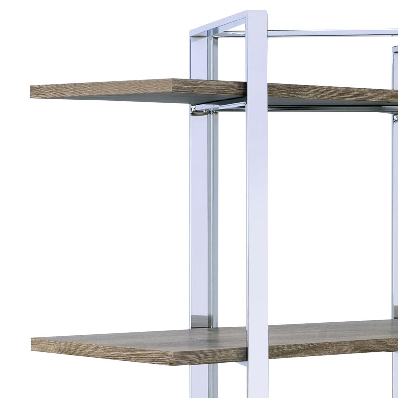 Grande étagère avec 4 tablettes de rangement en bois et base en métal ouverte pour la maison