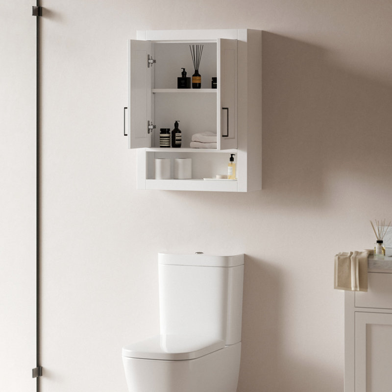 Armoire murale en bois massif H 31 po x l 23,1 po, Blanc / Blanc, H 31 po x l 23,1 po x P 21,5 po