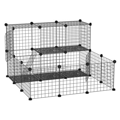 Parc pour animaux Tucker Murphy Pet ™, clôture de cage pour petits animaux, chenil personnalisable à deux étages, pour cochon d'Inde hérisson, chinchilla, noir
