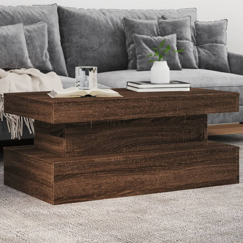 Table basse avec lumières DEL blanches 19,7 po x 19,7 po x 15,7 po