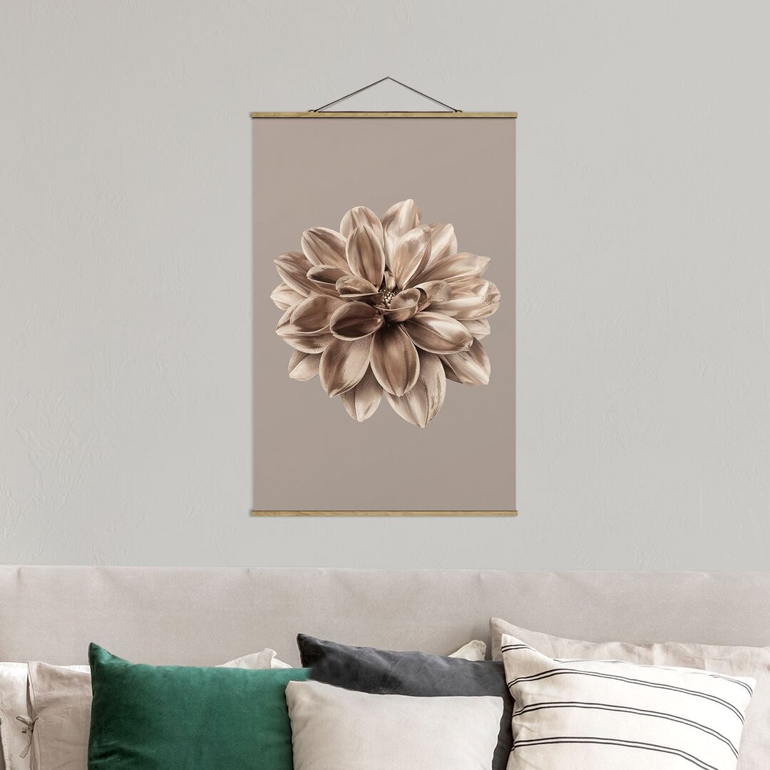 Stoffbild Dahlia Bronze Metallic Mocha Centered