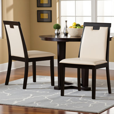 Chroma upholstered dining chairs (Set of 2) in dark brown finish with faux leather upholstery by Red Barrel Studio