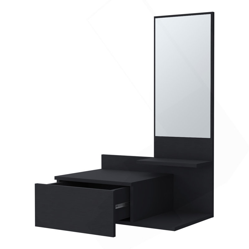 Coiffeuse Elgin avec miroir inclus, noir, Noir