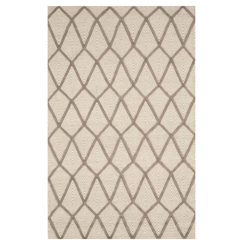 Tapis gris en laine noué à la main Willman Diamond, Rectangle 6 pi x 9 pi