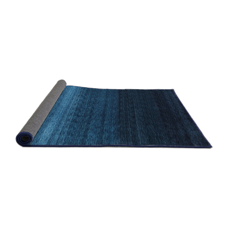 Tapis contemporain noir / bleu, Rond 4 pi