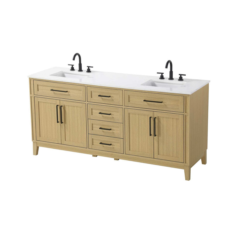 Meuble-lavabo double 72 po brun miel, 72", Brun miel