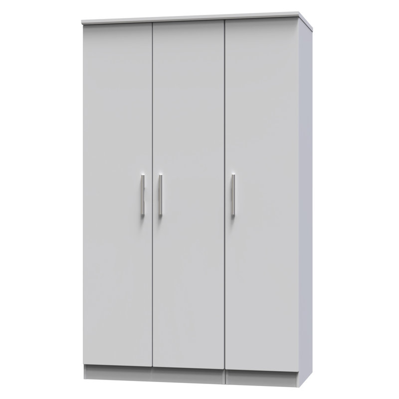 Borgeson Triple Plain Wardrobe, Grey Matt