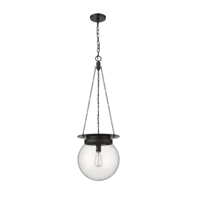 Luminaire suspendu unique à 1 lumière Zella, H 86,75 po x l 13 po x P 13 po, Noir mat, Transparent